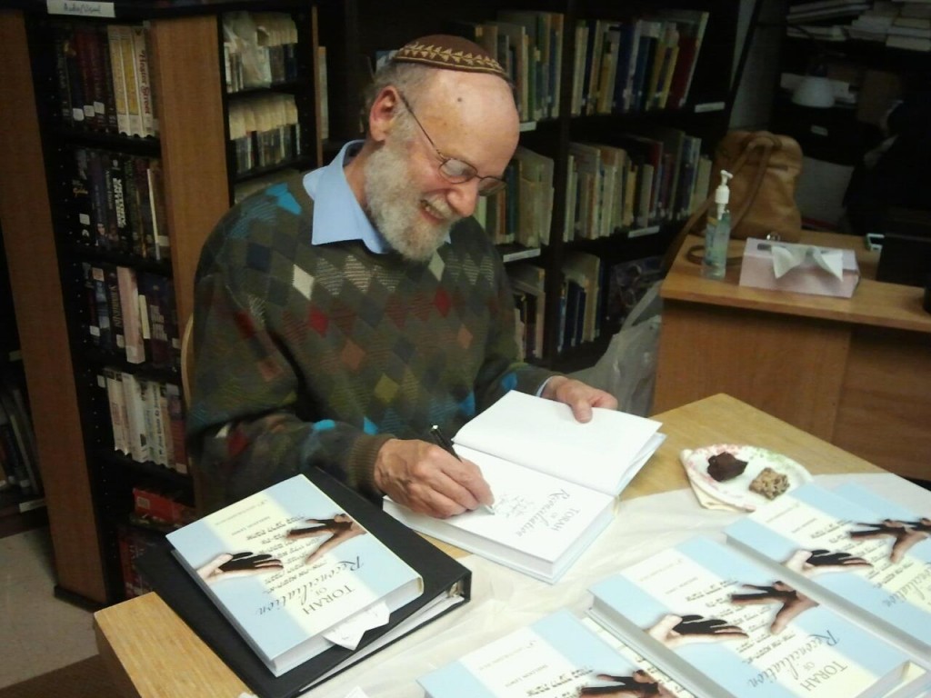 Signing books for congregants! — with Sheldon Lewis at Rabbi Sheldon Lewis at Beth Tikvah
